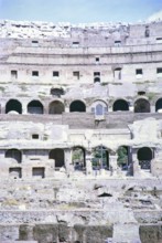 Archaeological site of the Roman Colosseum amphitheatre ruins, Rome, Italy, Europe, 1967