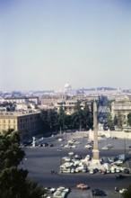 Egyptian Flaminio Obelisk of Ramesses II monument in Piazza del Popolo city plaza, Rome, Italy,