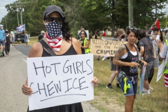 Baldwin, Michigan USA - 4 July 2025 - Activists rally against the North Lake Correctional Facility,