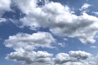 White clouds Altocumulus in front of blue sky. international