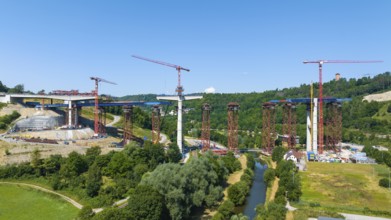 Horb high bridge construction site. Once completed in 2028, the bridge will relieve the town of