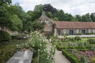 Inner courtyard of Haus Welbergen, Ochtrup, Münsterland, North Rhine-Westphalia, Germany