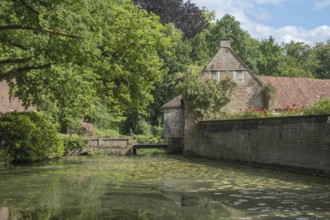 Drawbridge and gatehouse moated castle Haus Welbergen, Ochtrup-Welbergen, Münsterland, North