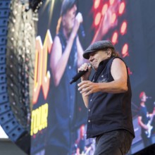 Brian Johnson, lead singer of AC/DC live on Power Up Tour 2025 at the Olympiastadion Berlin on 30