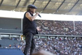Brian Johnson, lead singer of AC/DC live on Power Up Tour 2025 at the Olympiastadion Berlin on 30
