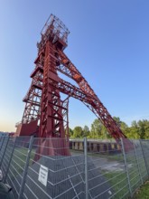 Historic red headframe historic red winding tower of Bonifacius colliery coal mine in today's Kray