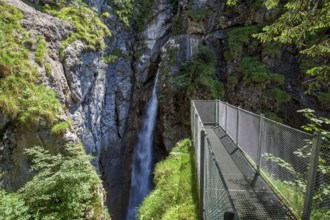 Dietersbach waterfall with viewing platform, Hölltobel, between Gerstruben and Gottenried, near