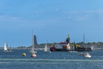 Windjammer parade 2025 on the Kiel Fjord at the end of the Kiel Week, tall ships, three-master,