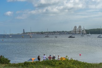 Windjammer parade 2025 on the Kiel Fjord at the end of Kiel Week, tall ships, three-master, sail