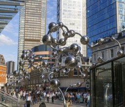 'Infinite Accumulation' artwork by Yayoi Kusame, near Liverpool Street railway station, London,