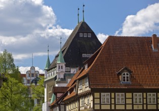 Celle Castle, Bomann Museum and half-timbered house with museum café in the old town, Celle, Lower
