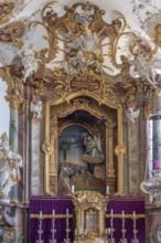 Backdrop altar in the baroque church of St Peter and Paul, Thalstr .31, Peterstahl, Oy Mittelberg,