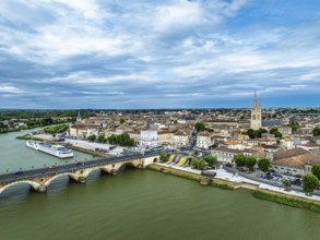 Libourne from a drone, Gironde, Nouvelle-Aquitaine, Saint-Emilion and Pomerol, Southwestern France