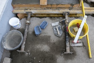 Concreting steps on site