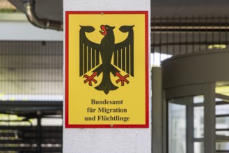 Federal Office for Migration and Refugees (BAMF) . Sign with federal eagle. Competent authority for