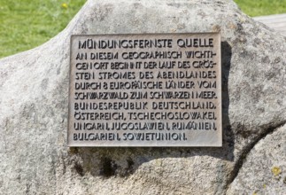 Information board at the source of the Breg, the furthest source of the Danube at the Kolmenhof in