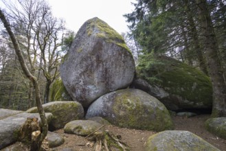 Granite rock Günterfelsen near the source of the Danube, Furtwangen in the Black Forest,