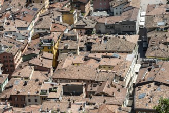 View of the rooftops of Riva del Garda, Italy, from the Bastione