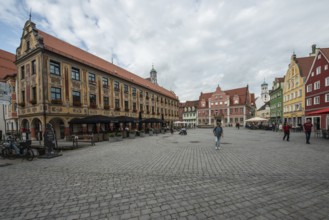 Memmingen, Merktplatz with wheelhouse, Bavaria, Germany