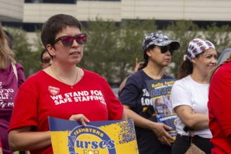 Southfield, Michigan - Nurses rally outside Corewell Health during their fight for a union contract