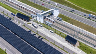 Largest charging park in the world at Merklingen Swabian Alb railway station with ICE. There are