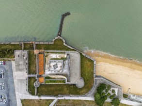 Top Down view over castle Fouras from a drone, Fouras-les-Bains, Charente-Maritime,