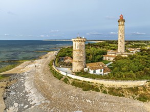 WHALE LIGHTHOUSE from a drone, Saint-Clement-des-Baleines, Atlantic, France