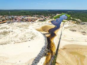 Contis beach from a drone, Saint Julien en Born, Saint-Julien-en-Born, Landes, France