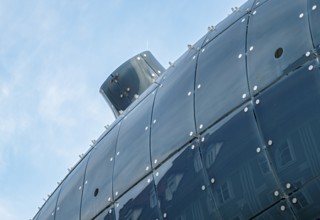 Architectural detail, Kunsthaus Graz building, Graz Art Museum, Austria