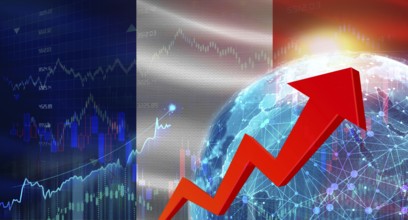 Global financial growth with France flag. Financial growth with France flag on economic background