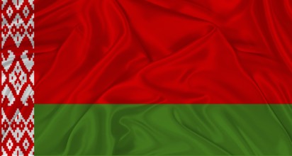 Flag of Belarus with cloth texture. Close up of Belarus flag waving