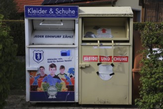 Used clothing collection, containers for clothes and shoes, recycling collection, used clothing