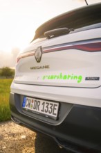 Close-up of the rear of a Renault with visible licence plate, Deer E- CarSharing, Renault Megane