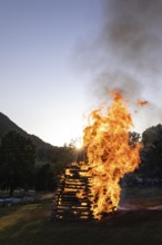 Sunset at the solstice fire in Germany, Swabian Alb, Lenninger Tal, June 2025