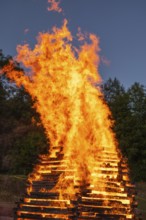Magical summer night at the midsummer bonfire in Germany, Swabian Alb, Lenninger Tal