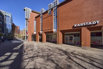Karstadt Galeria Kaufhof, department stores', brick building, modern architecture, pedestrian zone,