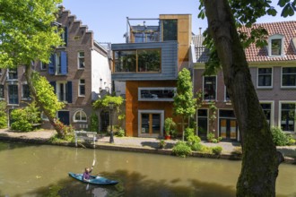 Residential buildings, living on the Oudegracht, in the southern historic centre of Utrecht,