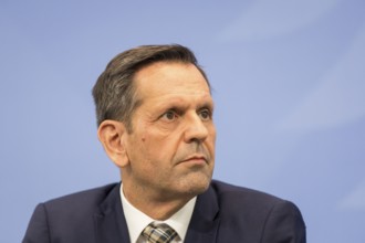 Olaf Lies (SPD, Minister-President of Lower Saxony) during a press conference after the