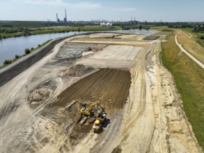 Haltern-Marl, North Rhine-Westphalia, Germany - Lippe, flood protection in the