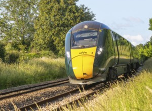 GWR British Rail Class 800 Inter City Express train, Pewsey, Wiltshire, England, UK