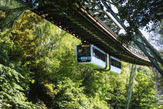 The Wuppertal suspension railway near the Wupperfeld stop in Wuppertal, Germany