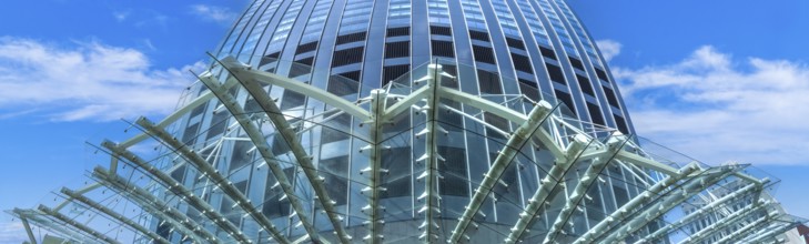 Holland, Rotterdam. Downtown financial business district panorama and city skyline