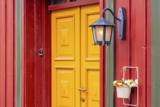 Norway, scenic Trondheim town. Bakklandet, a famous tourist travel destination with colorful houses