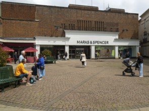 Marks and Spencer department store shop, Old George Mall shopping centre, Salisbury, Wiltshire,