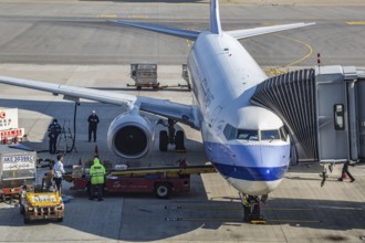 China Airlines jet on the tarmac at the Hong Kong International Airport in Hong Kong, China