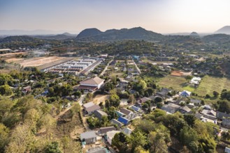 View from the top of the Guan Yin (Goddess of Mercy) statue at Wat Huay Pla Kang Temple in Chiang