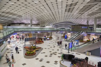 People mover inside of the Hong Kong International Airport in Hong Kong, China
