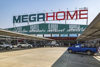 Covered parking at the Mega Home Center building materials store in Chiang Rai, Thailand