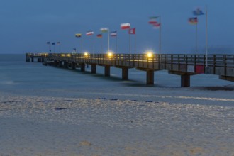 Pier illuminated Grossenbrode Baltic Sea Germany