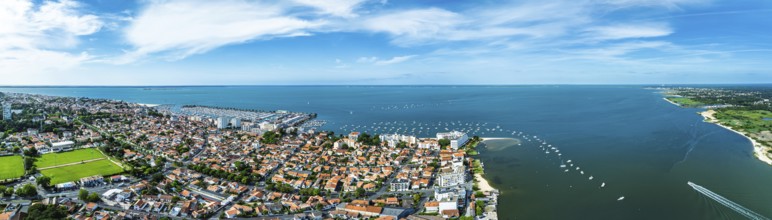 Panorama of Arcachon from a drone, Gironde, France